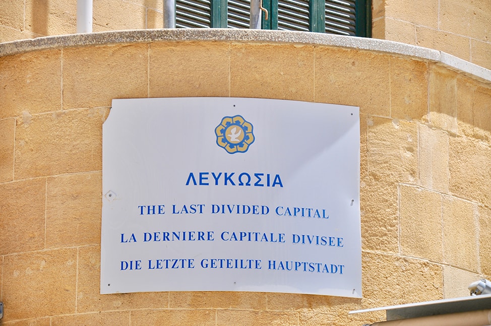 Sign saying that Nicosia is the last divided capital