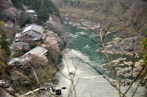 Ryokans along the river in Kyoto Japan