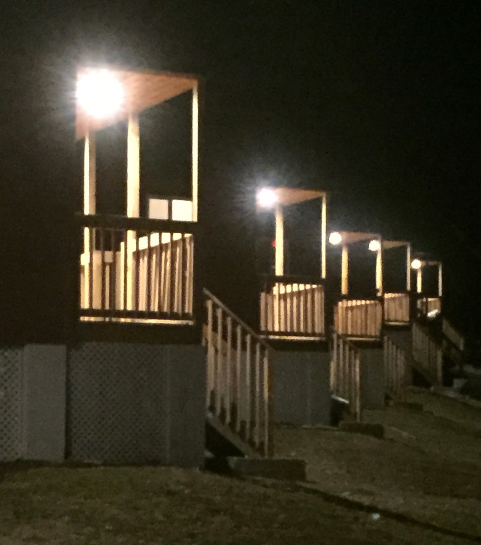 Cabins at night