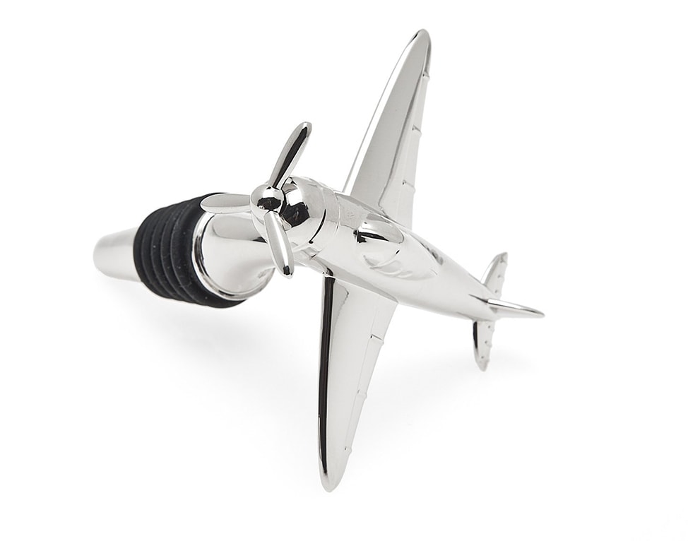Image of a sliver airplane Wine Stopper