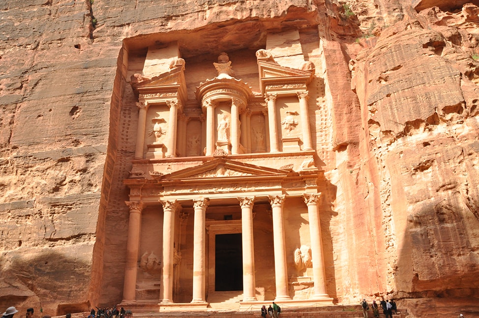 Salmon colored stone walls of Petra