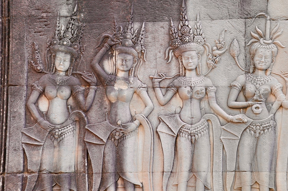Images of Aspara dancers at Angkor Wat