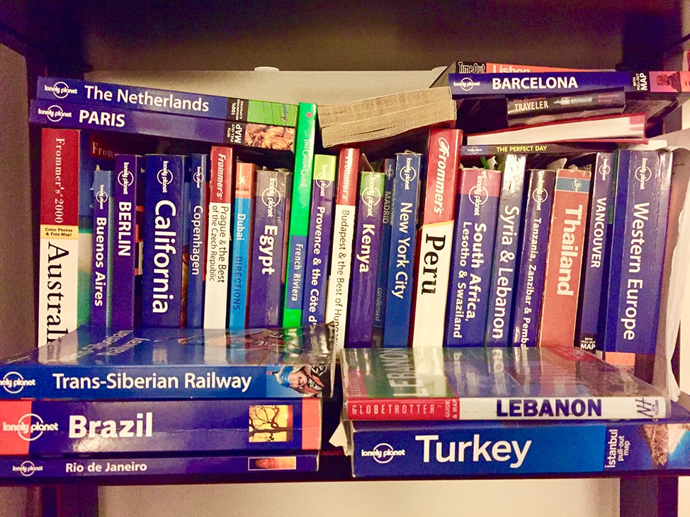 Stacks of travel guides