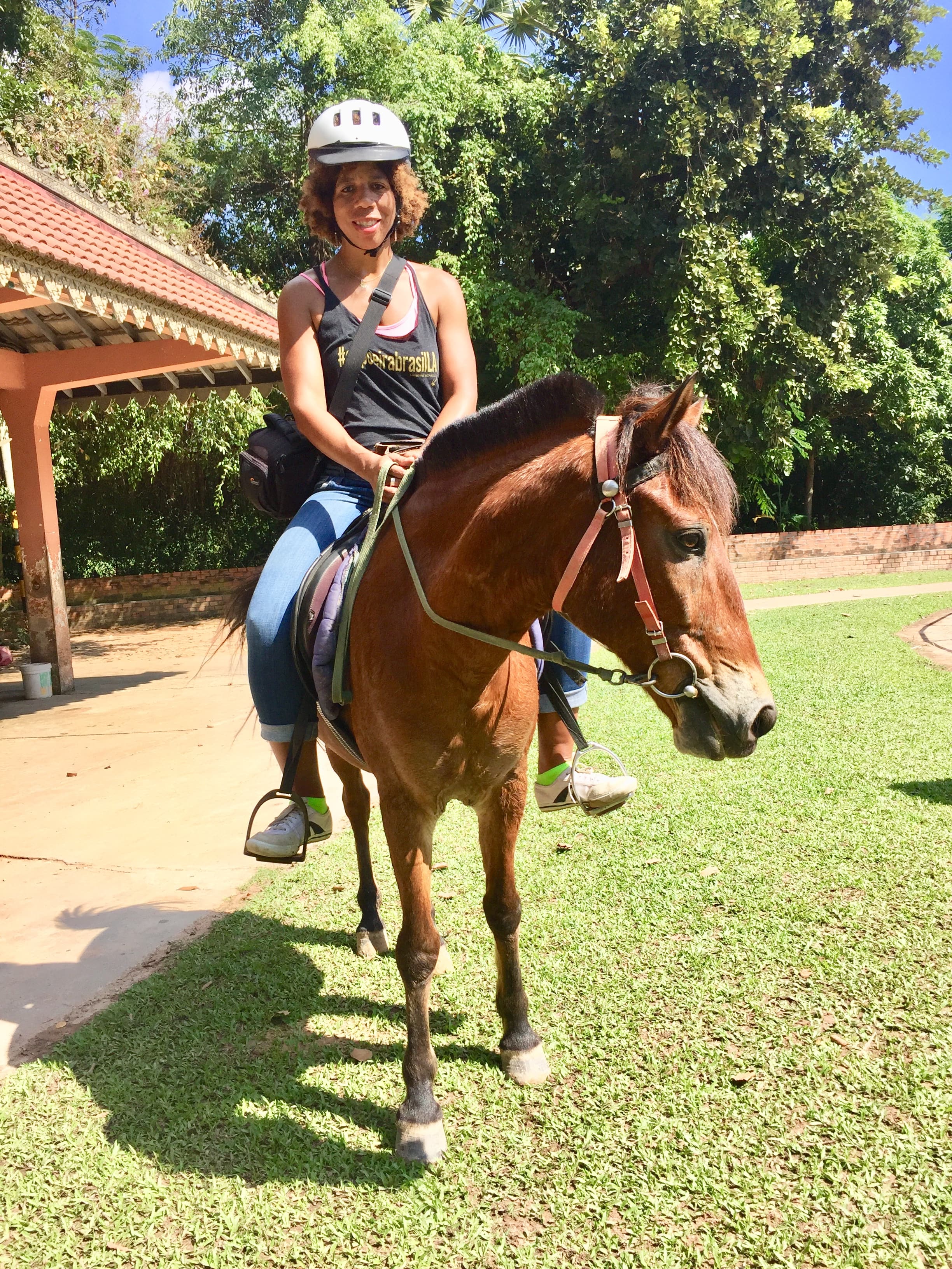 The blog's author at the end of a horseback ride in Siem Reap, Cambodia