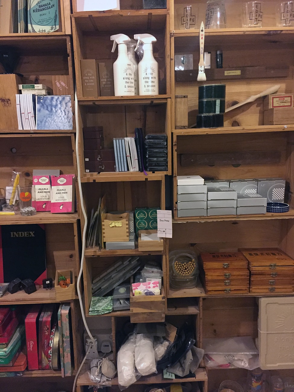 Shelves of books and gifts at Book Actually in Singapore