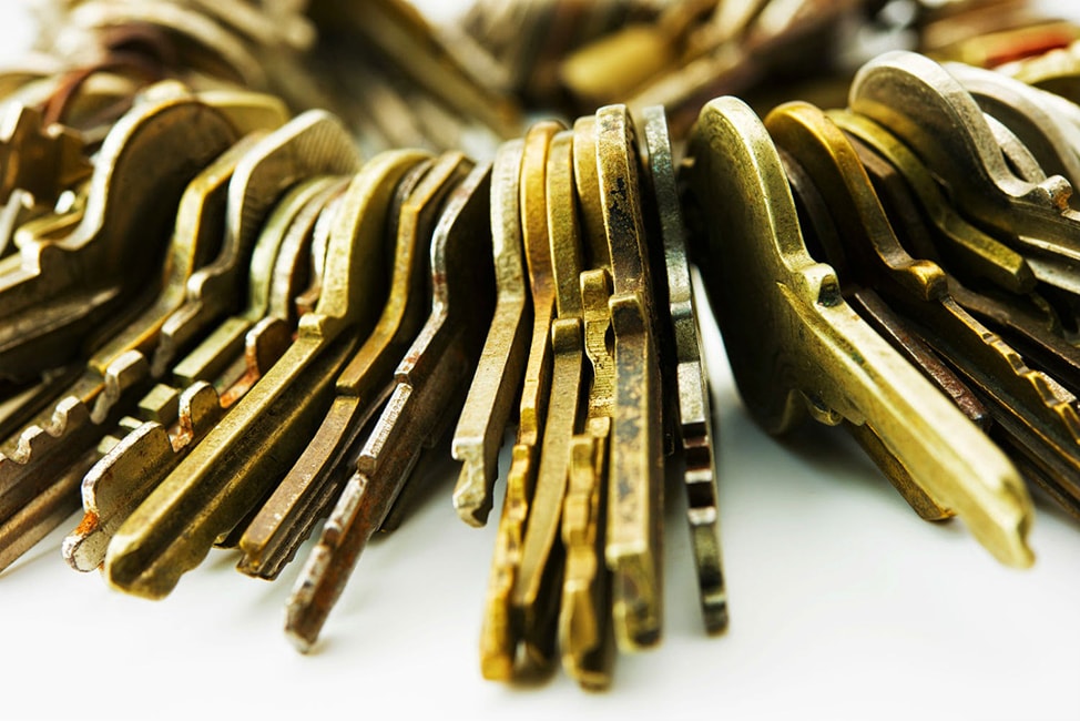 Close up photo of a ring of keys