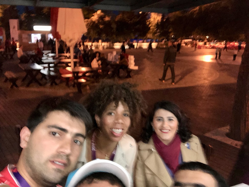 Selfie with a group of strangers in Baku