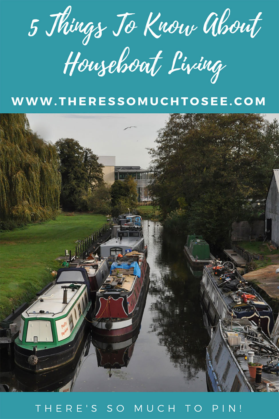 Pinnable image of house boats along the Grand Union Canal in London
