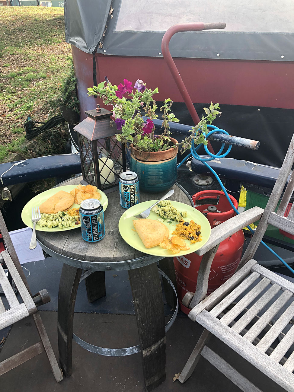 Lunch and beers for two from the houseboat's kitchen