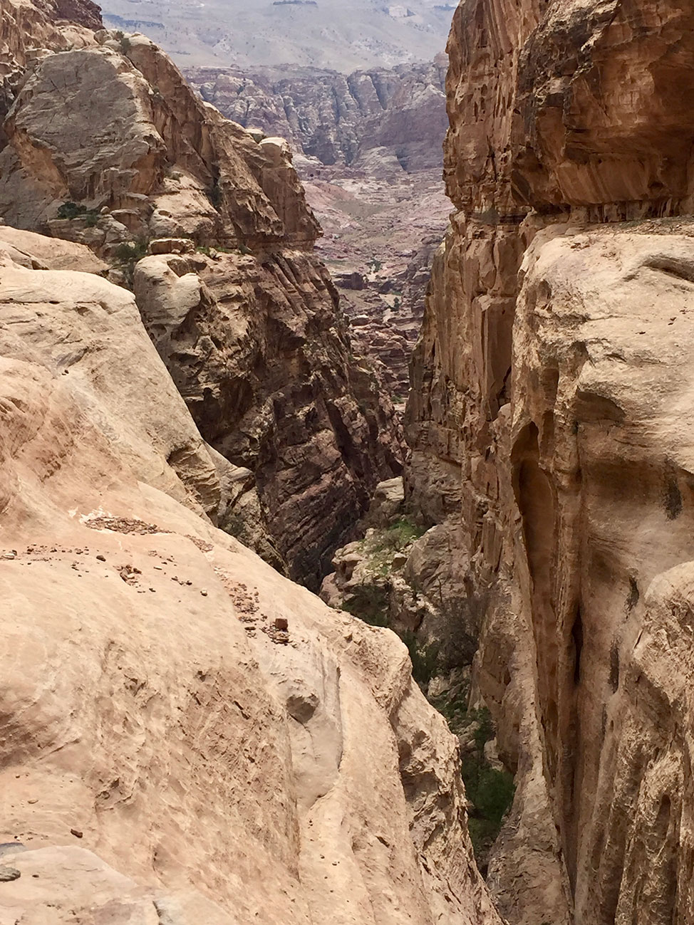 Hiking through some rocky terrain in Jordan
